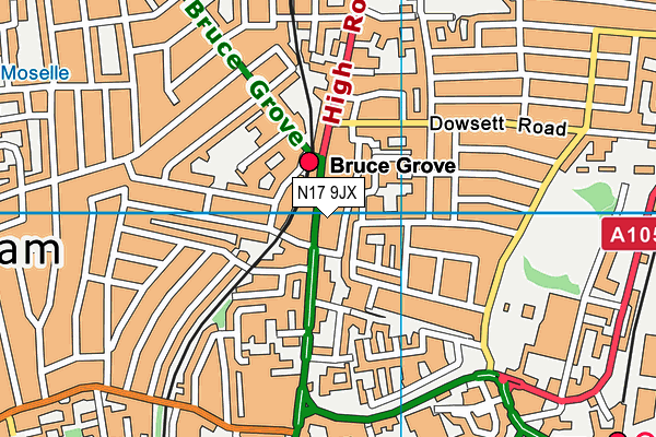 N17 9JX map - OS VectorMap District (Ordnance Survey)