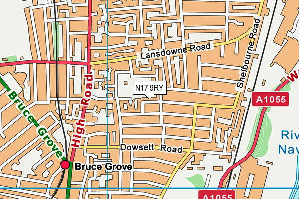 N17 9RY map - OS VectorMap District (Ordnance Survey)