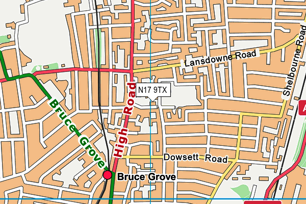 N17 9TX map - OS VectorMap District (Ordnance Survey)