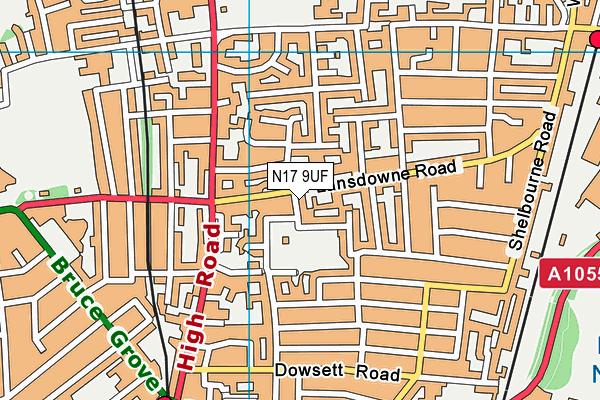 N17 9UF map - OS VectorMap District (Ordnance Survey)