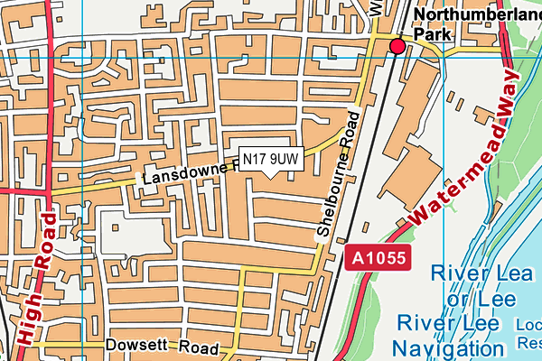 N17 9UW map - OS VectorMap District (Ordnance Survey)