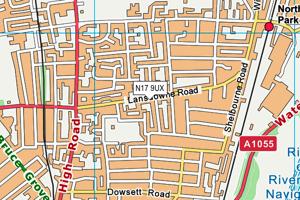 N17 9UX map - OS VectorMap District (Ordnance Survey)