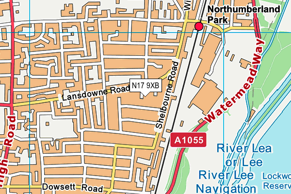 N17 9XB map - OS VectorMap District (Ordnance Survey)