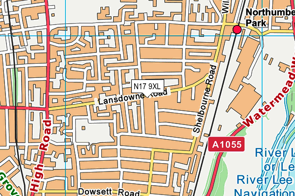 N17 9XL map - OS VectorMap District (Ordnance Survey)