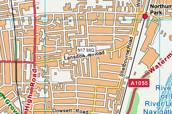 N17 9XQ map - OS VectorMap District (Ordnance Survey)