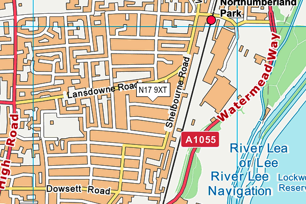 N17 9XT map - OS VectorMap District (Ordnance Survey)