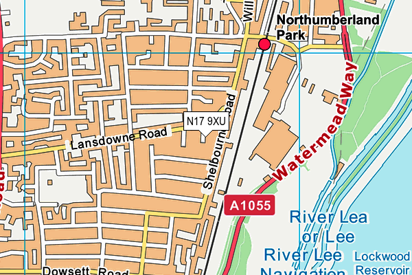 N17 9XU map - OS VectorMap District (Ordnance Survey)