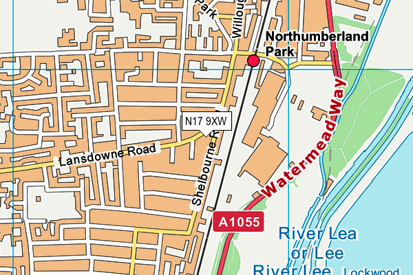 N17 9XW map - OS VectorMap District (Ordnance Survey)