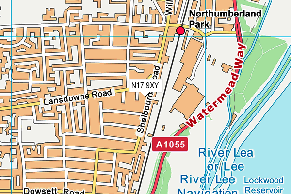 N17 9XY map - OS VectorMap District (Ordnance Survey)