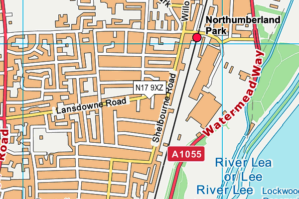 N17 9XZ map - OS VectorMap District (Ordnance Survey)