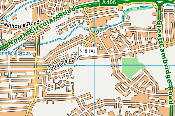 N18 1AJ map - OS VectorMap District (Ordnance Survey)