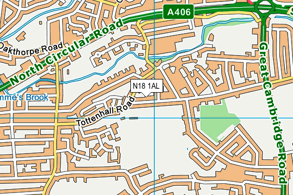 N18 1AL map - OS VectorMap District (Ordnance Survey)