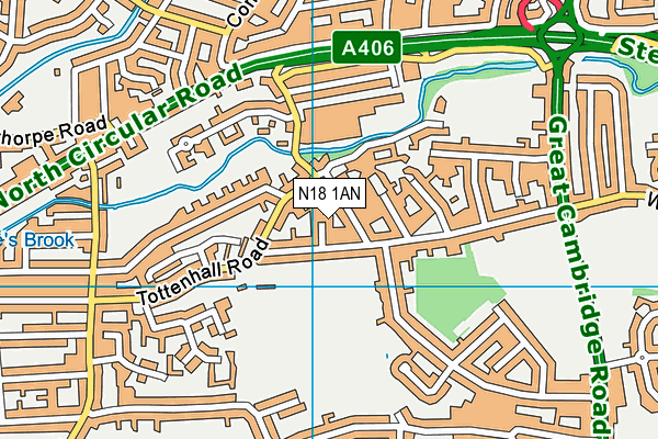 N18 1AN map - OS VectorMap District (Ordnance Survey)