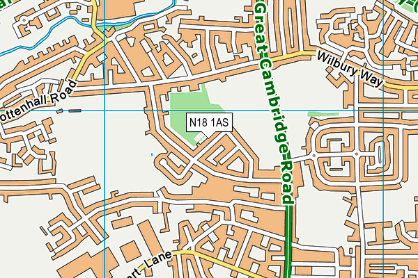 N18 1AS map - OS VectorMap District (Ordnance Survey)