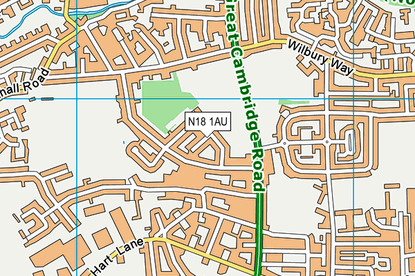 N18 1AU map - OS VectorMap District (Ordnance Survey)
