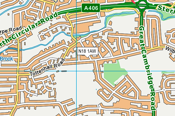 N18 1AW map - OS VectorMap District (Ordnance Survey)