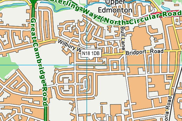 N18 1DB map - OS VectorMap District (Ordnance Survey)