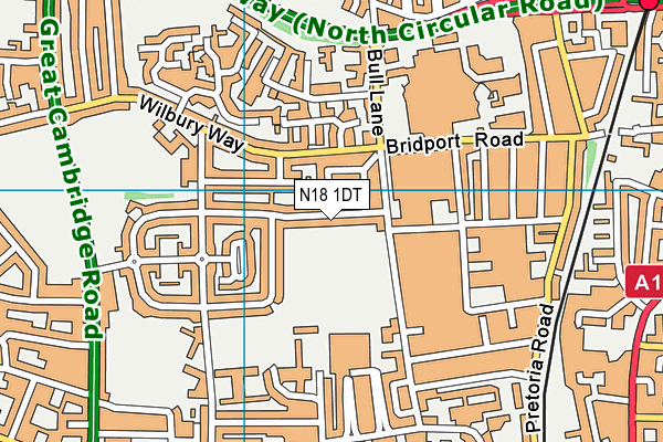 N18 1DT map - OS VectorMap District (Ordnance Survey)