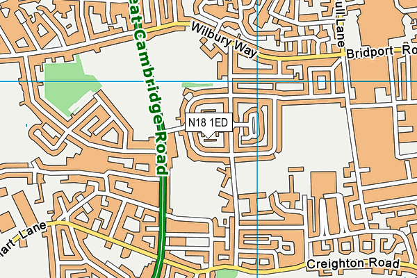 N18 1ED map - OS VectorMap District (Ordnance Survey)
