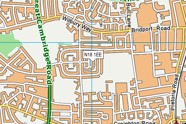 N18 1EE map - OS VectorMap District (Ordnance Survey)