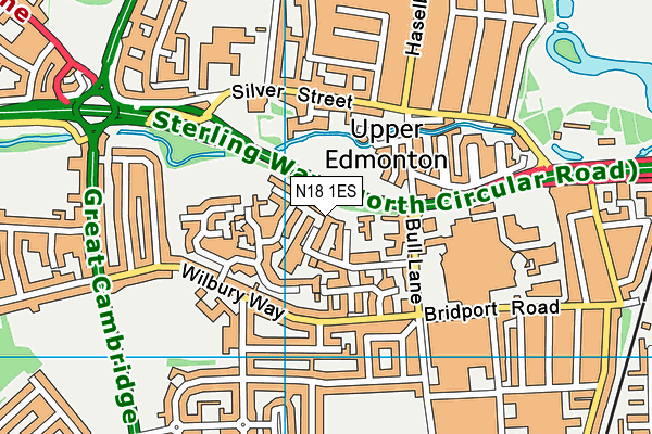 N18 1ES map - OS VectorMap District (Ordnance Survey)