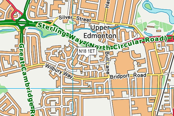 N18 1ET map - OS VectorMap District (Ordnance Survey)