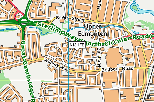 N18 1FE map - OS VectorMap District (Ordnance Survey)