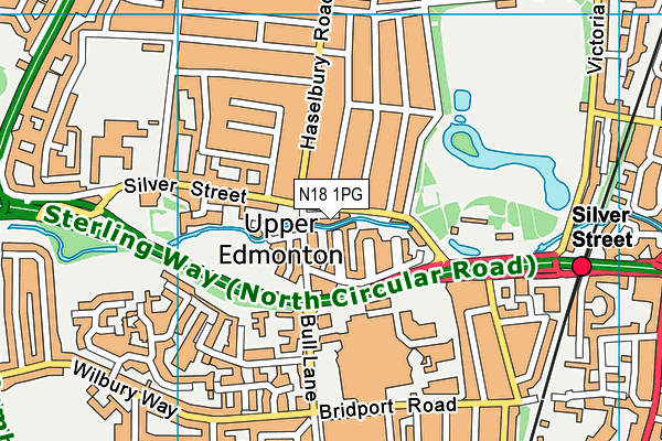 N18 1PG map - OS VectorMap District (Ordnance Survey)