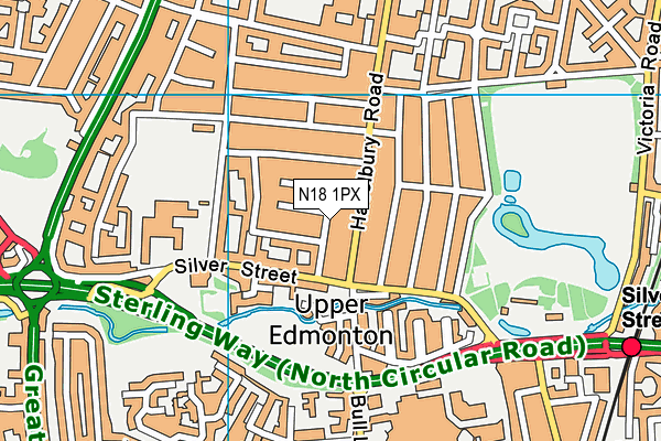 N18 1PX map - OS VectorMap District (Ordnance Survey)