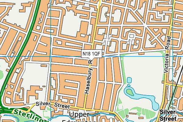 N18 1QF map - OS VectorMap District (Ordnance Survey)