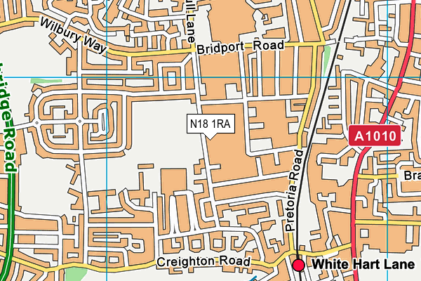 N18 1RA map - OS VectorMap District (Ordnance Survey)