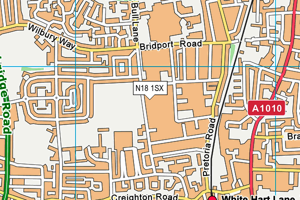 Bull Lane Playing Field map (N18 1SX) - OS VectorMap District (Ordnance Survey)
