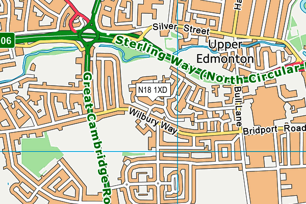 N18 1XD map - OS VectorMap District (Ordnance Survey)