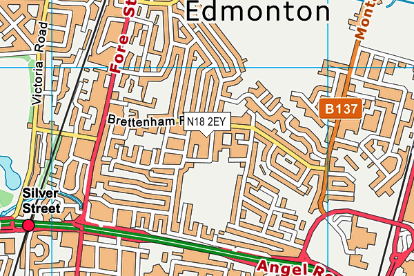 N18 2EY map - OS VectorMap District (Ordnance Survey)