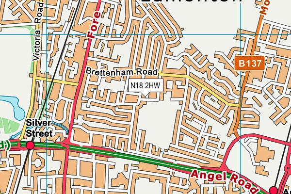 N18 2HW map - OS VectorMap District (Ordnance Survey)