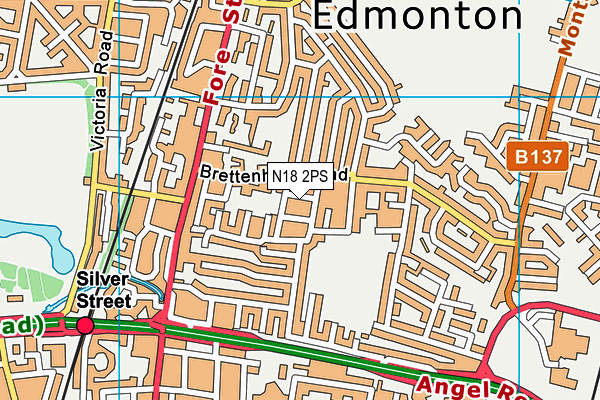 N18 2PS map - OS VectorMap District (Ordnance Survey)
