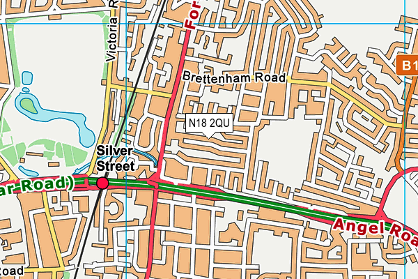 N18 2QU map - OS VectorMap District (Ordnance Survey)