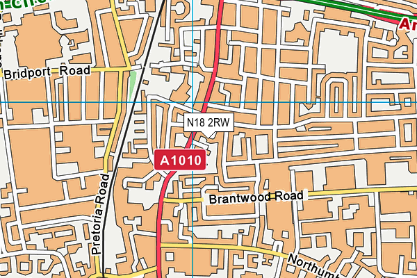N18 2RW map - OS VectorMap District (Ordnance Survey)
