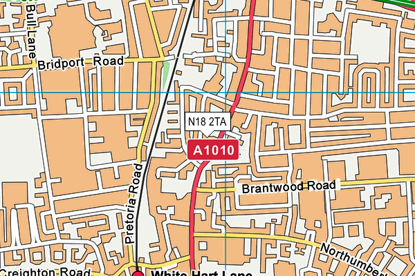 N18 2TA map - OS VectorMap District (Ordnance Survey)