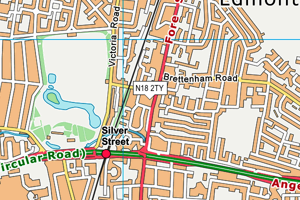 N18 2TY map - OS VectorMap District (Ordnance Survey)