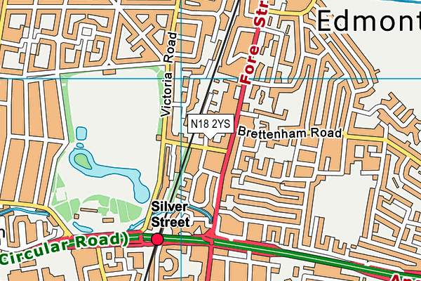 N18 2YS map - OS VectorMap District (Ordnance Survey)