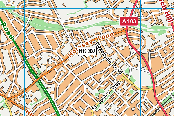N19 3BJ map - OS VectorMap District (Ordnance Survey)