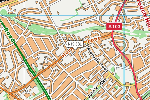 N19 3BL map - OS VectorMap District (Ordnance Survey)