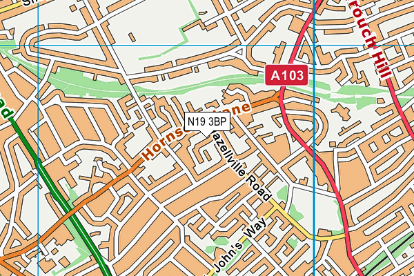 N19 3BP map - OS VectorMap District (Ordnance Survey)