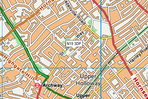 N19 3DP map - OS VectorMap District (Ordnance Survey)