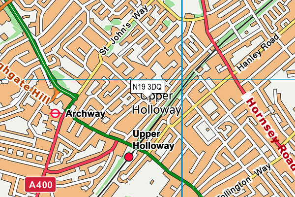 N19 3DQ map - OS VectorMap District (Ordnance Survey)