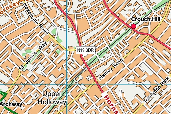 N19 3DR map - OS VectorMap District (Ordnance Survey)