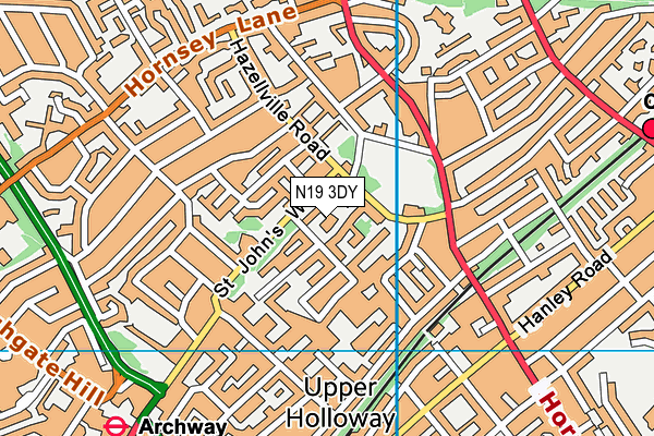 N19 3DY map - OS VectorMap District (Ordnance Survey)