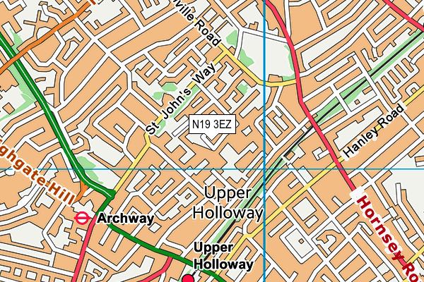 N19 3EZ map - OS VectorMap District (Ordnance Survey)