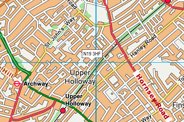 N19 3HF map - OS VectorMap District (Ordnance Survey)